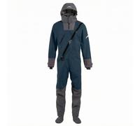 Men Waterproof Kayak Drysuit With Hood One Piece Dry Suit Front Zipper Enclosed Feet Polyester Outerwear for Cold Water Kayaking Canoeing Rafting Fishing Marine Excursions, Sea Blue, XL