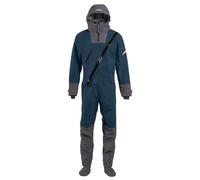 Men Waterproof Kayak Drysuit With Hood One Piece Dry Suit Front Zipper Enclosed Feet Polyester Outerwear for Cold Water Kayaking Canoeing Rafting Fishing Marine Excursions, Sea Blue, L