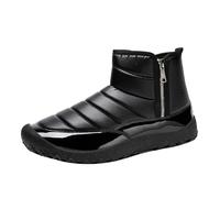 Men Waterproof Padded Side Zip Fleece Lined Winter Outdoor Snow Boots | Thick Textured Anti Slip Outsole Plush Warm Lining Waterproof Padded Upper Side Zip Design Men Winter Boots
