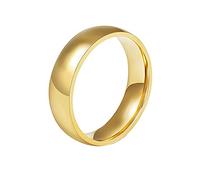 Men Wedding Ring, 316L Stainless Steel Domed Comfort Fit 6MM Promise Ring, Gold, Size Z+1