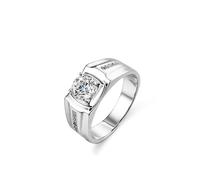 Men Wedding Rings with Moissanite, Solid 9K Real Gold Engagement Bands Big 1ct Moissanite White Gold Promise Rings for Men Size X 1/2