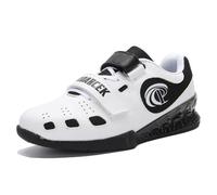 Men Weightlifting Powerlifting Sneakers, Wear-Resistant Casual Squat Sport Shoes for Fitness Training Athletic,White,7 UK