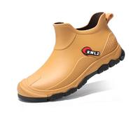 Men Wellies Boots Ankle Waterproof Rain Boots Easy Slip-on Men Wellington Shoes for Outdoor Comfy and Stylish Fit Outdoors Garden Walking Sturdy Grip (Khaki, 6)