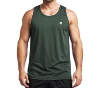 Men Wide Shoulder Tank Top Sleeveless Flat Hem Design Comfortable Breathable for Gym Training Sports Casual and Daily Wear Deep Green XL