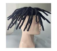 Men Wig Dreadlock Male Hair Prosthesis Toupee For Men Mono Afro Curly Hair System Unit for Black Men #1B Indian Human Hair Men's Toupee Toupee Mens Wigs(9inch Color 1B 130%,8x10)