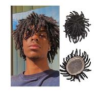 Men Wig Men Toupee Afro Kinky Curly Breadlocks Fine Mono NPU Base Men's Toupee Natural Black Male Human Hair Replacement Systems Toupee Mens Wigs