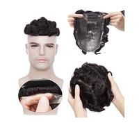Men Wig Men's Toupee 0.02-0.03mm Ultra Thin Skin PU Base Men Toupee 6"×8" Hair System Units 90% Density Wave Indian Human Hair Pieces Toupee Mens Wigs