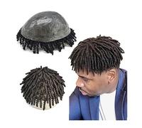 Men Wig Men's Toupee Human Hair Replacement System Injected PU Skin Mens Hairpiece 8"X10" Male Prosthesis Durable PU Wig Hair Piece Unit Toupee Mens Wigs(Jet Black)