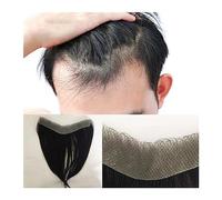 Men Wig Men's Toupee Toupee Real Human Hair Frontal Hairpiece with Soft Thin Skin PU Base V-Shape Front Toupee Natural Hair Replacement System Toupee Mens Wigs(2.5cm x 16cm)