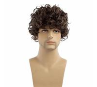 Men Wigs Short Hair Synthetic Taupe Brown Wigs with Bangs Fashion Short Male Wig Cosplay Daily Heat Resistant 150% Density-M1113 Brown-6inches