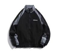Men Windproof Jacket Water-resistant Men's Windbreaker Lightweight Hip Hop Style Coat with Stand Collar Long Sleeves Perfect for Fitness Hiking Casual