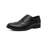 Men Wingtip Brogue Dress Oxford Genuine Leather Pointed Toe Lace-up Outdoor Casual Low Top Shoe(Negro,6 UK)
