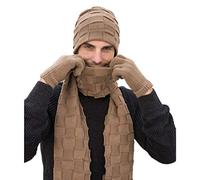 Men Winter 3Pcs Solid Knit Hat Long Scarf For Touch Screen Gloves S Hooded Wool Warm Women Set And Hat And Gloves Scarfs And Wraps For Cashmere Gifts