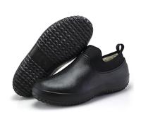 Men Winter Chef Shoes, Warm Fur Work Cook Shoes, Waterproof Oil-Proof Kitchen Boot, Hotel Restaurant Non-Slip Safety Footwear (Color : Black, Size : 7.5 UK)