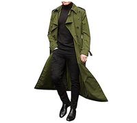 Men Winter Slim Stylish Trench Coat Casual Double Breasted Lapel Long Sleeve Solid Belted Long for Work Holiday Mens Suede Winter Coats
