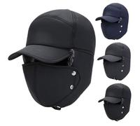 Men Winter Trapper Hats,Unisex Winter Hunting Hat Warm Windproof Hats Outdoor Cycling Cold-Proof Ear Warm Cap, Black, 0