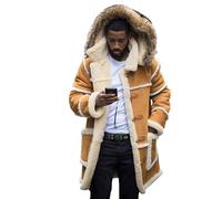 Men Winter Warm Down Jacket, Ski Snow Thick Hooded Puffer Coat, Padded Fleece Stretch Washed Top, Fishing Hunting Shooting (Yellow, XXL)