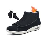 Men Winter Warm Fleece Plush Wide Width Adjustable Orthopedic Diabetic Shoes, Casual Orthotic Plantar Fasciitis Non-Slip Swollen Feet Shoes, for Elderly, Swollen, Plantar, Fasciitis(Black,11.5 UK)