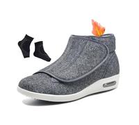 Men Winter Warm Fleece Plush Wide Width Adjustable Orthopedic Diabetic Shoes, Casual Orthotic Plantar Fasciitis Non-Slip Swollen Feet Shoes, for Elderly, Swollen, Plantar, Fasciitis(Grey,11.5 UK)
