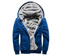 Men Winter Warm Sherpa Lined Coat Fleece Jackets Outwear Long Sleeve Zip Up Hoodie Sweatshirt Blue L