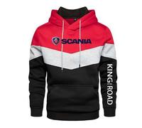 Men with Pocket Hoodies for Scania Contrast Color Tops Hoody Hooded Outwear Pullover Sweatshirt Printing Jackets Long Sleeve Gym Wear Active Coats-Red||4XL