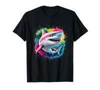 Men Woman Colorful Watercolor Great White Shark T-Shirt