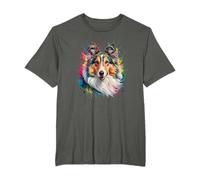 Men Woman Colorful Watercolor Rough Collie T-Shirt
