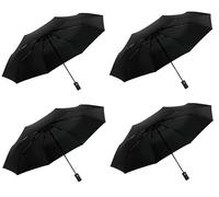 Men & Women 8 Ribs Stormproof Automatic Strong Folding Windproof Umbrella Black Lightweight Travel Compact Auto Ladies Gents Strong Small Fits In Handbags (4 x Black Compact Auto)