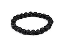 Men Women 8mm Lava Rock Beads Elastic Natural Stone Agate Bracelet-6