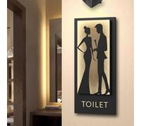 Men Women Bathroom Sign, Toilet Door Sign with Sensor Light, No Drilling Self Adhesive Wall Stickers Symbol, Acrylic Restroom Identification Signs for Office Hotel Mall(A,9.84 * 4.33in)