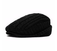 Men Women Beret Hat Newsboy Knitted Hat with Visor Cabbie Gatsby Cap Driving Flat Caps Black