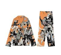 Men Women Bungo Stray Dogs Cosplay Pyjama Set Anime Pyjamas Nakahara Chuuya/Ranpo Edogawa Printed Pyjama Long Sleeve Pyjama Sleepwear Set