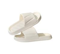Men Women Cloud Slippers Open Toe Indoor Sandals Non-Slip Soft Sole Flats Shower Bedroom Slides Summer Casual Comfort Waterproof Beach Shoes Travel Resort Vacation Slipper (White, 7)