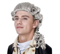 Men Women Colonial Vintage Court Judge Wig with Ringlets Unisex Adults Historical Lawyer Curl Wig Costume Novelty Fancy Dress Headwear Hairpiece for Halloween Party Cosplay Role Play Opera
