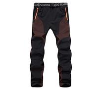 Men/Women Color Matching Softshell Trousers Ski Pants Fleece Lined Warm Outdoor Trousers for Camping Trekking Walking Hiking Ski Coffee Black 3XL