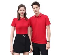 Men Women Custom Golf Shirt Add Your Text Logo Design Cool Fit Athletic Work T-Shirts for Couples Family Group Work Tee(Red,S)