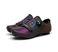 Men Women Cycling Shoes, Mountain Road Bike Riding Shoes for Unisex, Reflective Design MTB Bicycle Shoes, Spin Shoestring Compatible SPD Look Delta Cycle Riding Cleat (41 (6.5 UK)) Blue