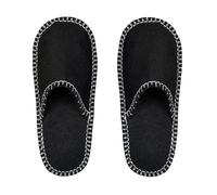 Men Women Disposable Felt Non Woven Slippers Warm Winter Guest Slippers Slip-On Slipper Lightweight Mules with Stitched Edge Slipper for Hotel Spa Travel Home and Guests, 01 Black, 6 UK