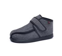 Men Women Extra Wide Diabetic Ankle Boots Shoes Slippers Opening Touch Fasten Slip On House Shoes for Swollen Feet Deformities Edema (GREY, Adult, Men, 8, Numeric, UK Footwear Size System, Wide)