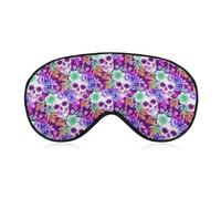 Men Women Eye Mask, Blocks Light Sleep Mask Tropical Floral Flowers Purple Suagr Skulls Eye Mask Shade Cover with Adjustable Strap