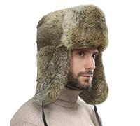 Men Women Faux Fur Trapper Hat Ushanka Windproof Russian Hat Hats Winter Thermal Snowmobile Earflap Hat Running Cycling Hunting Camping Ski Cap Full Hood Hat