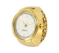 Men Women Finger Watch Stretchy Elastic Round Dial Quartz Ring Watch with A Secondhand (B, 2 * 1)