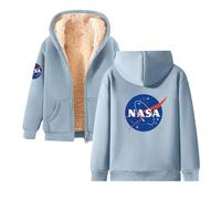 Men Women Fleece Full Zip Up Hoodie, Plain Casual Oversized Hooded, Sweatshirts for NA-sa, Winter Thick Lined Jacket Cardigan, Warm Coats Outerwear with Pockets,Blue-3x_l