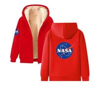 Men Women Fleece Full Zip Up Hoodie, Plain Casual Oversized Hooded, Sweatshirts for NA-sa, Winter Thick Lined Jacket Cardigan, Warm Coats Outerwear with Pockets,Red-3x_l