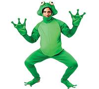 Men Women Frog Costume Animal Novelty Fancy Dress Open Piece Hooded Jumpsuit Halloween Cosplay Party Costume Adult Outfits (Green, Small)