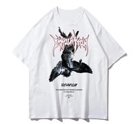 Men Women Gothic Y2K T-Shirts Vintage Tees Grunge Emo Alt Oversized Falling Angel Graphic Goth Streetwear 2000s Baggy, Wh1, Large