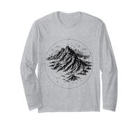 Men Women Graphic Mountain Topographic Map Nature Hiker Art Long Sleeve T-Shirt