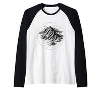Men Women Graphic Mountain Topographic Map Nature Hiker Art Raglan Baseball Tee