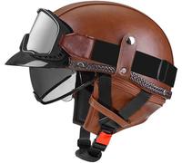 Men Women Half Helmets,Vintage Motorcycle Half Helmet Half Shell Helmet Crash Half Helmet Open Face Motorbike Helmet DOT/ECE Approved with Goggles for Motorbike Moped Scooters 1,XXL(63-64CM)