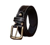 Men & Women Handcrafted Leaf Pattern Embossed Stitching Leather Belt,3.3cm Wide Durable Strap with Solid Brass Buckle(115cm/45, Black)